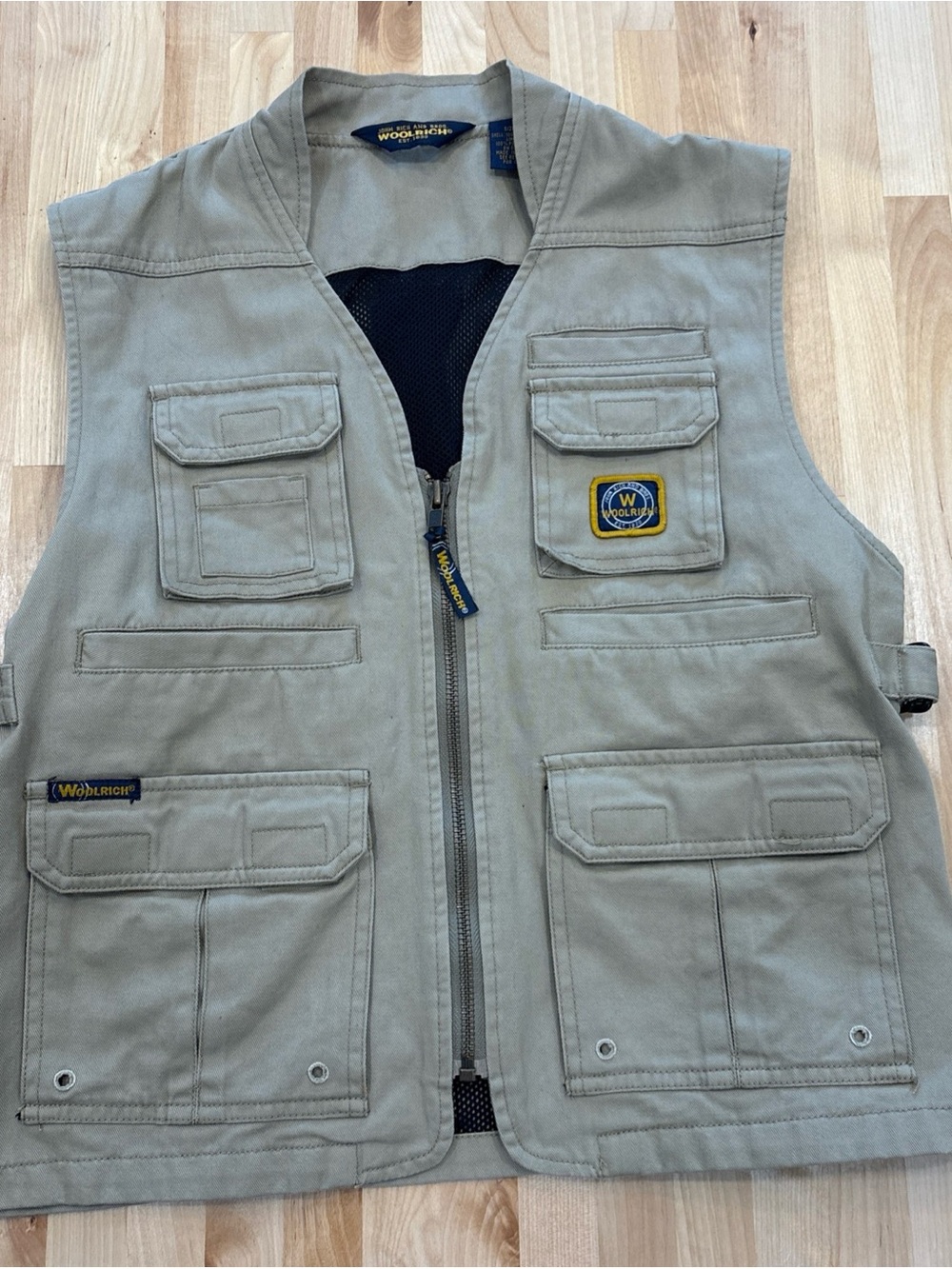 WOOLRICH Boy’s 100% Cotton Canvas Hunting Fishing Camping Khaki Vest Size L